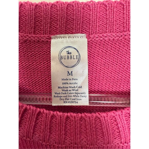 The Bubble Pickleball Sweater Medium Pink & White  Crewneck Preppy Country Club - Picture 2 of 3